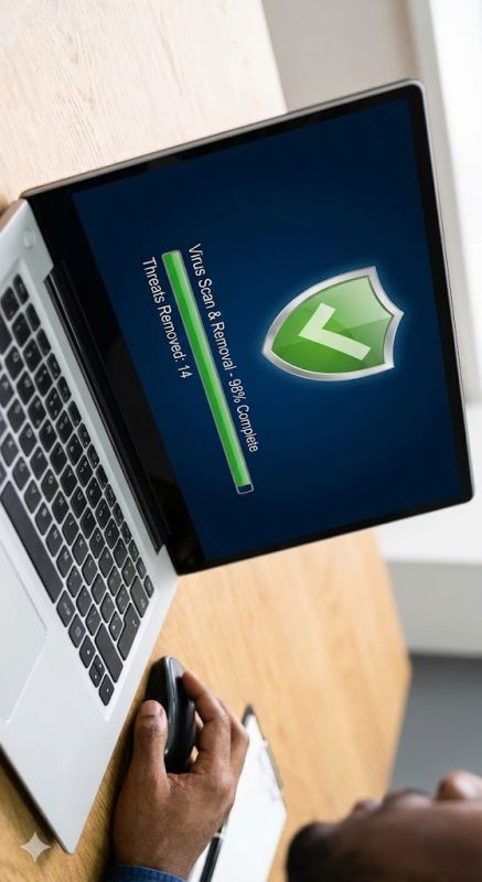 Cybersecurity software removing viruses